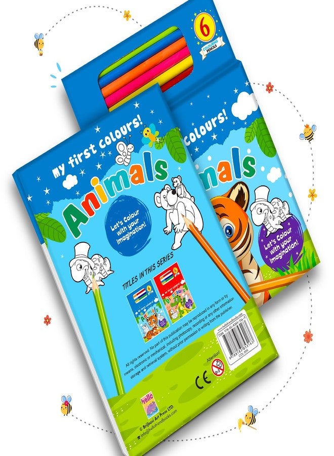 BRIJBASI Hello Friend My First Animal Colouring Book for Kids - A Kit With 80 Colouring Sheets and 6 Colour Pencils, 4+ yrs - Image 4